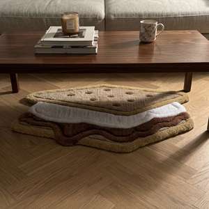 Premium Wool Hand Tufted Anti Slip Ice Cream Sandwich Dessert Shape Medium Pile Soft Decorative Accent Rug for Living Room - Product Image 4