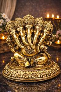 Gold Hand-painted Resin Animal-shaped Ganesh Figurine Thai Laxmi Statue Tabletop Ornament for Home <b>Decor</b> Water Fountain Gift - Product Image 2