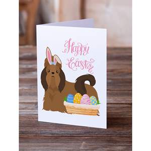 Whimsical A7 Size 5x7 Red Shih Tzu <b>Easter</b> Greeting <b>Cards</b> <b>Pack</b> of 8 Blank Note <b>Cards</b> with Envelopes - Product Image 2