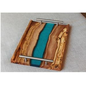 Bandeja de Madera Natural y Resina de Alta Calidad y Tendencia, Bandeja de Servicio de Venta Caliente al por Mayor para Uso en el Hogar, Hoteles y Restaurantes - Product Image 1