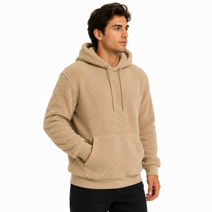 Custom <b>Men</b> <b>Sherpa</b> Hoodie <b>Fleece</b> Pullover Sweatshirt Kangaroo Pocket Solid Color Custom <b>Men</b> <b>Sherpa</b> Hoodie <b>Fleece</b> Pullover - Product Image 3