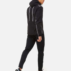 Ensemble coupe-vent imperméable noir pour homme, survêtement à capuche, coupe ajustée, vêtements de sport - Product Image 2