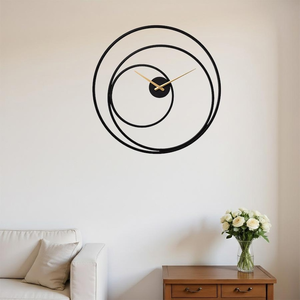 Modern Metal <b>Wall</b> <b>Clock</b> Triple Circle Spiral Design Contemporary Minimalist Timepiece Decorative <b>Kitchen</b> Home Interior <b>Wall</b> - Product Image 6