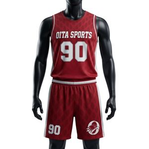 Conjunto de Uniforme de Lacrosse Rojo y Blanco Unisex, 100% Poliéster, Ligero, Transpirable e Impermeable para Verano, Jersey y Pantalones Cortos Deportivos para Equipo - Product Image 1
