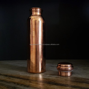Botella de Agua de Cobre de 600 ml, Juego de Botellas de Vidrio de Cobre Liso y Martillado para Gimnasio - Product Image 3