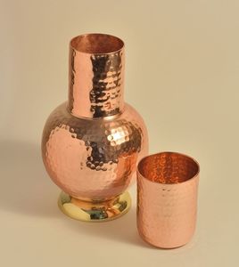 Metal Pitcher With Hammered Texture And Golden Handle Home Drinkware - Product Image 3