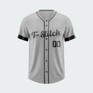 Camiseta de Béisbol T-Stitch para Hombre, Negra con Rayas Finas, Manga Corta, Cuello en V, Botones al Frente, Impresión por Transferencia de Calor, Transpirable, Antibacteriana - Product Image 3