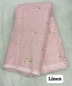 Tela de lino premium con bordado artesanal, diseño étnico para mujer, ropa de fiesta y boda, proveedor mayorista OEM de exportación de la India. - Product Image 2