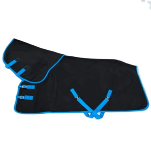 Couverture de Cheval de Course de Qualité Supérieure, Luxe Extérieur, Sport, 600D Polyfill, Rembourrage 100G, Polyester, Combo Fluorescent Bleu Marine, Équestre - Product Image 2