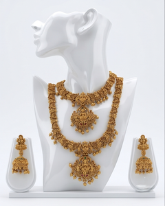 Divyoro Ethnic Classic 24K <b>Gold</b> Plated Copper & Brass Necklace <b>Earring</b> <b>Set</b> Women's Wedding Party Jewelry with Tassel Design - Product Image 1