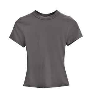 Camisetas de Alta Calidad al por Mayor, Camisetas Ajustadas de Moda Urbana para Mujer, Camisetas Cortas de Algodón con Cuello Redondo - Product Image 3