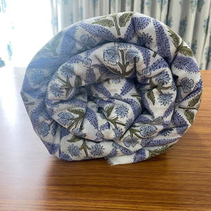 ผ้าคอตตอนพิมพ์ลายบล็อกทำจากผ้าฝ้ายสีฟ้ามะกอกเขียวมะกอกแฮนด์เมดสำหรับม่านกระเป๋าเดินทางฝาครอบกลางแจ้งสำหรับเด็กผู้ชาย - Product Image 3