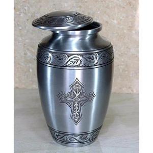 Traditional Style Silver Cremation Urn For Adults Ashes Display Tabletop Decorative Urns Cremation <b>Vase</b> Handmade Large Human Urn - Product Image 6