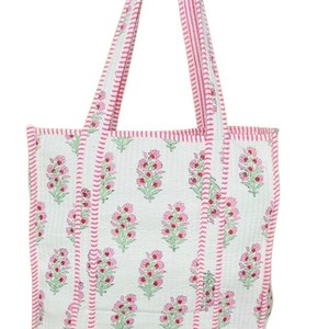 Sac fourre-tout en coton imprimé à la main de qualité supérieure, sac à bandoulière matelassé écologique, élégant et fait main pour l'hiver et le printemps - Product Image 2