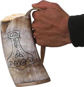 Mug à eau en corne de buffle naturelle polie, fait main, tasse en corne rustique, vaisselle de cuisine et de bar décorative, sculptée à la main - Product Image 6