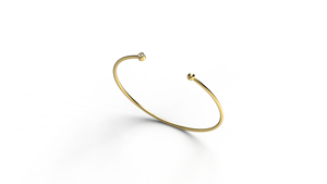 18K Gold Open Cuff Bangle Bracelet Bezel Set Round Diamond Torque Wire Bracelet <b>Plain</b> Ball Bead Stacking Bangles For Women - Product Image 2
