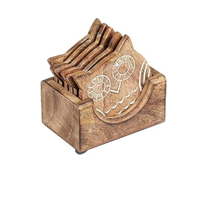 Fancy Wood Cup Coaster Indian Exporter Round Wooden Coasters Table Decoration Best Price - Product Image 3