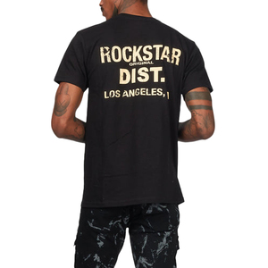 T-shirt noir à manches courtes pour homme, col rond, coupe classique, style streetwear, logo imprimé, jersey en coton - Product Image 2