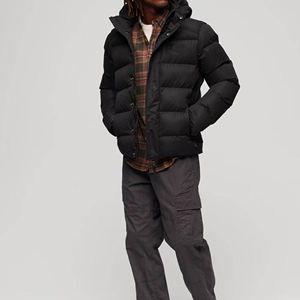 Veste d'hiver épaisse en duvet pour homme, en peau de mouton, décontractée, personnalisée, noire, vente en gros - Product Image 4