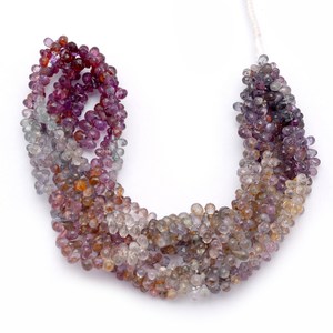 Perles facettées en saphir naturel multicolore de 3 mm à 5 mm, forme goutte d'eau, pierres semi-précieuses, perles en vrac pour bijoux - Product Image 2