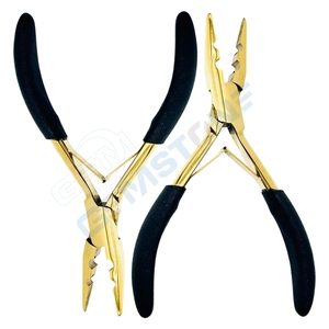 Alicate Profesional de Acero Inoxidable de 2 Orificios para Extensiones de Cabello, Cerrador de Microperlas de 5.5 Pulgadas, Herramienta de Engarzado para Micro Anillos, Uso Comercial Dorado - Product Image 5