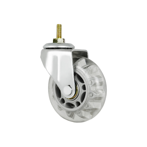 Roulettes pivotantes en PVC de 2,8 pouces avec tige filetée M6 pour meubles, chariots et rayonnages métalliques - Product Image 1