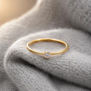 18K Yellow Gold Lab Grown Diamond Solitaire <b>Ring</b> 6 Prong Minimalist <b>Thin</b> Band Engagement <b>Ring</b> - Product Image 5