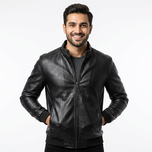 Chaqueta de Cuero Transpirable de Alta Calidad para Hombre 2026, Hecha a Medida, Nueva Moda, Estilo Motero, Cuello Alto, con Bolsillos Decorativos - Product Image 1
