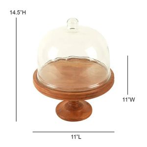 Soporte Multiusos Ecológico Hecho a Mano de Madera para Servir Pasteles con Tapa Acrílica, Elegante Exhibidor de Postres de Madera de Acacia, Curio Craft - Product Image 6