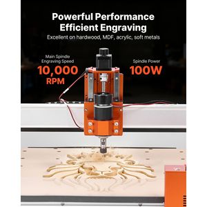 Machine de gravure et de fraisage CNC 3 axes 100W avec broche, zone de travail sur rail linéaire 15,75 x 15,75 x 3,74, pour gravure sur bois à petite échelle - Product Image 2
