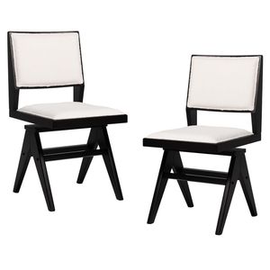 Set di 2 Sedie da Pranzo in Rattan Stile Retrò Costiero, Struttura in Legno di Gomma con Seduta Imbottita per Caffè e Hotel - Product Image 1