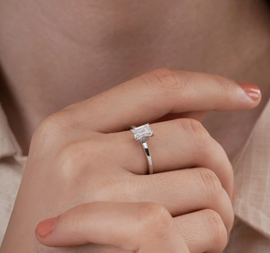 Wholesale 925 <b>Silver</b> Plated IGI Certified Lab Diamond Vintage <b>Emerald</b> Cut <b>Ring</b> Women Engagement Wedding Jewelry Supplier - Product Image 4