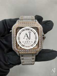 Montre mécanique couleur or avec incrustations de strass, cadran carré, bracelet, pour soirée et bijoux - Product Image 6