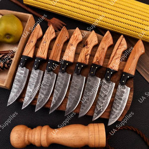 Couteaux de cuisine professionnels en acier Damas forgé à la main, à lame pleine, ambidextres, finition brossée, lame de 4,5 pouces, pour restaurant, maison et extérieur - Product Image 2