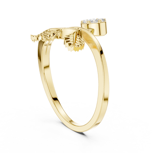 Anillo de oro macizo de 14k para mujer con diseño minimalista de hoja natural y diamante de corte redondo, ideal para regalo, compromiso, aniversario o boda. - Product Image 4