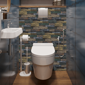 12 Uds Retro piedra ladrillo Peel Stick autoadhesivo pegatinas de pared resistente al agua aceite PVC baño cocina Backsplash pared - Product Image 6