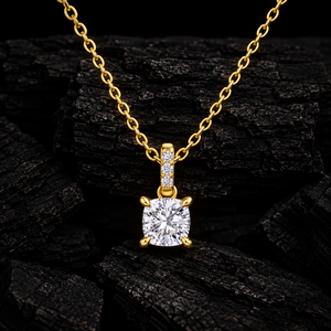 Pendentif classique en or massif 14K avec diamant de laboratoire taille coussin, serti griffes, 0,50-2,00 CT DEF VVS, certifié IGI, cadeau ODM - Product Image 1