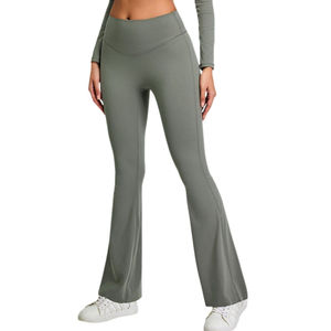 High Quality Yoga <b>Leggings</b> Custom logo Hip Lift Casual Workout Gym <b>Flare</b> Yoga <b>Leggings</b> for Women Stretchy Comfortable Breathable - Product Image 5