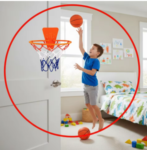 Orange <b>Door</b> Mount Basketball Hoop with <b>Net</b> and Ball Size 7 Indoor Training Toy for Kids and Adults - Product Image 2
