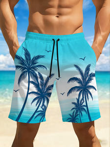 Shorts de Baño para Hombre, Estampados, Ecológicos, Transpirables, de Secado Rápido, con Cierre de Cordón, Casuales, para Playa, Cintura Baja, Poliéster - Product Image 6