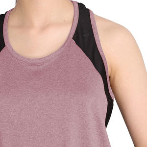 Camiseta sin mangas de punto para mujer, de color sólido, transpirable, de secado rápido, antiencogimiento, cuello redondo, estilo casual, longitud regular, tela de poliéster/algodón - Product Image 3
