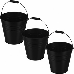 Seau en métal brun rustique avec finition thermolaquée pour jardinières de fleurs, seaux faits à la main pour l'extérieur - Product Image 4