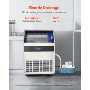 Attrezzatura di Refrigerazione per Cucine Commerciali, Macchina per il Ghiaccio 440lbs/24H, Capacità di Stoccaggio 130lbs, LED, 160 Cubetti di Ghiaccio, 15 Minuti - Product Image 6