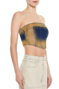 2025 Top Selling <b>Sandblasted</b> Denim Tube Crop Top for Women Plus Size Casual Short Design Breathable With Low MOQ Customization - Product Image 5