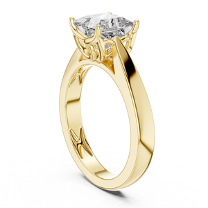 Anillo Minimalista con Diamante Princesa de 1.5CT Cultivado en Laboratorio, Oro Amarillo de 18KT, Anillo de Compromiso de Lujo para San Valentín, Fiestas y Bodas, con Certificado IGI - Product Image 1
