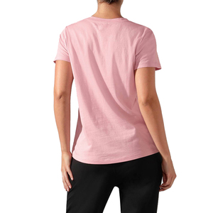 Camiseta de Manga Corta con Cuello Redondo Rosa para Mujer, 100% Algodón Jersey, Color Sólido Informal, Transpirable, Corte Regular, para Todas las Temporadas - Product Image 5