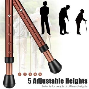 Aluminum Alloy Folding Seat Cane LED Light 5-Level Height Adjust Anti-Slip <b>Pads</b>/<b>Cushion</b>/Bonus 3 Foot <b>Pads</b> for Elderly 220lbs - Product Image 5