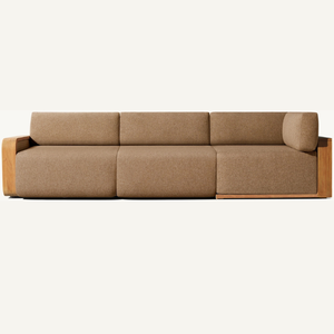 Sofá para tres personas con cojines suaves y duraderos para casas o villas en color marrón - Product Image 1