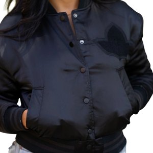 AKA All <b>Black</b> Bomber Jacket Women Sorority Inspired Zip Up Casual Streetwear Premium Lightweight Stylish Outerwear - Product Image 2