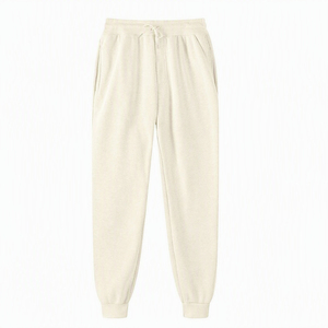 Custom Ivory <b>Womens</b> <b>Fleece</b> <b>Joggers</b> Drawstring Waist Rib Ankle Cuffs Warm Relaxed Pants Wholesale USA UK EU B2B Apparel Buyers - Product Image 3